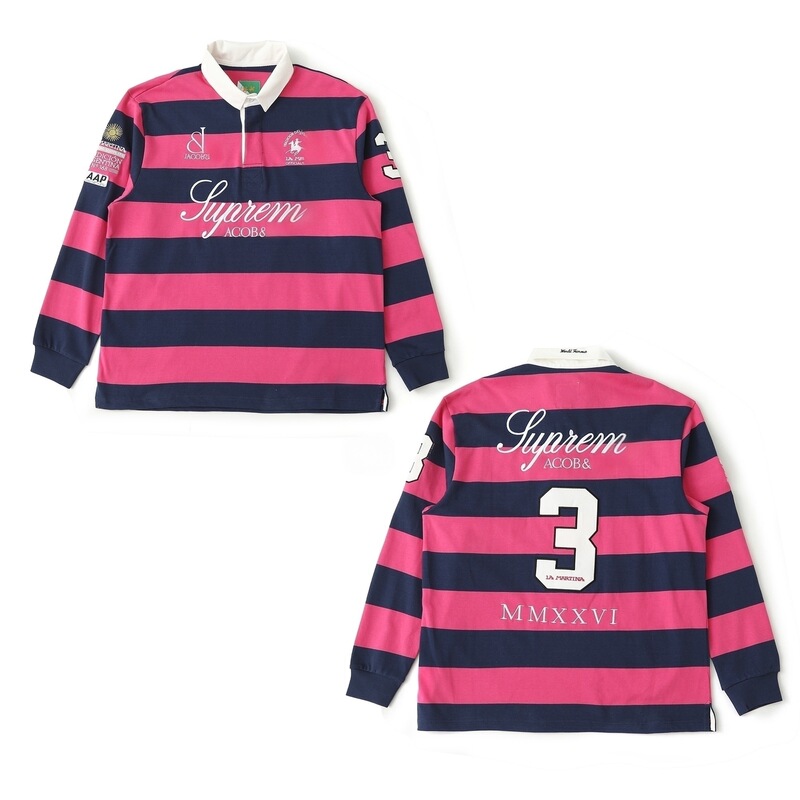 Cross-border SUP co-branded long-sleeve striped polo shirt, American-style versatile long-sleeve T-shirt, unisex rugby jersey Cross-border SUP co-branded long-sleeve striped polo shirt, American-style versatile long-sleeve T-shirt, unisex rugby jersey