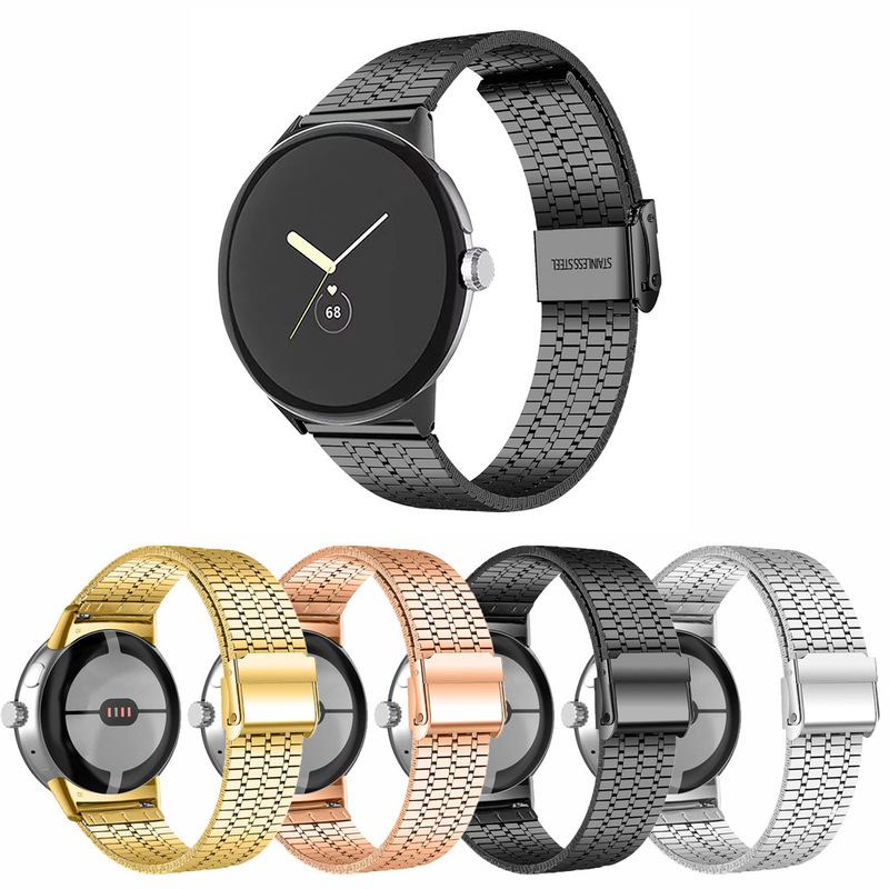 Suitable for Google Watch Google Pixel Watch4 Stainless Steel Milanese Safety Buckle Metal Strap