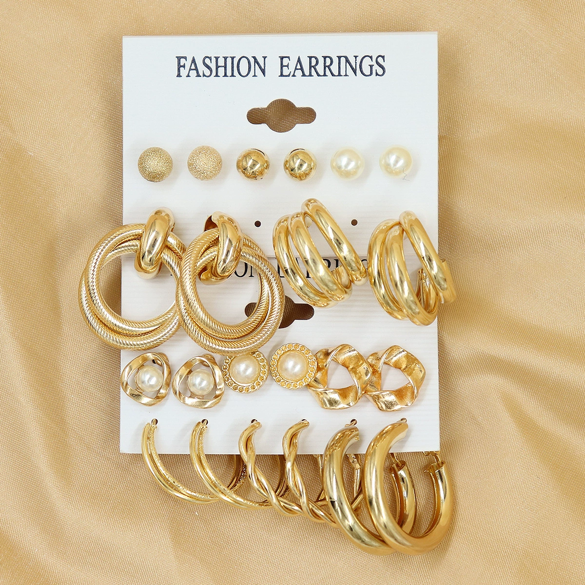 Metal Earrings Set, Retro Creative Design with Pigtail Hooks, Simple Elegant, Assorted Colors