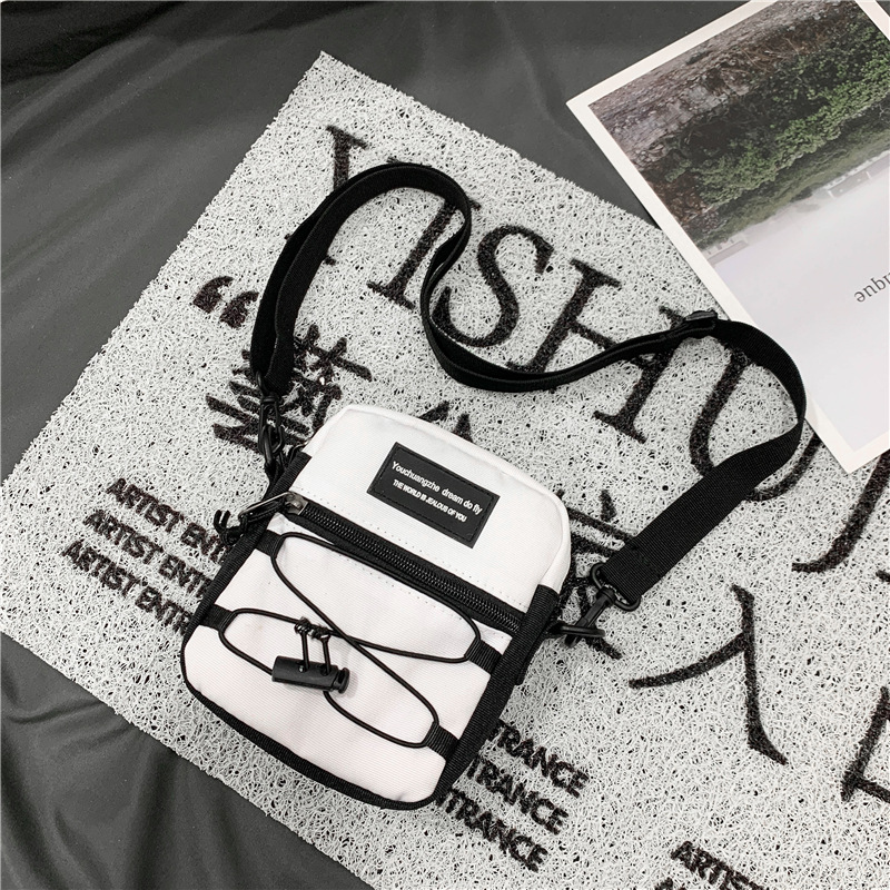 67g Weight Zipper Closure Type Single Shoulder Strap Strap Type Crossbody Bag Bags Type Nylon Material Letter Pattern Streetwear Style Square Shape Khaki, Light Grey, White, Black Color Small Size Small Nylon Letter Streetwear Square Zipper Crossbody Bag 74