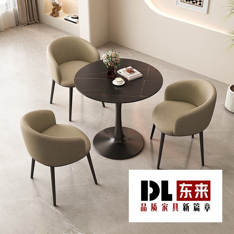 Nordic Light Luxury Slate Negotiation Table and Chairs Reception Office Reception Balcony Leisure Small Round Table Apartment Dining Table Home