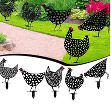 chicken Yard Art田园装饰黑鸡亚克力仿真草坪艺术花园公鸡插牌