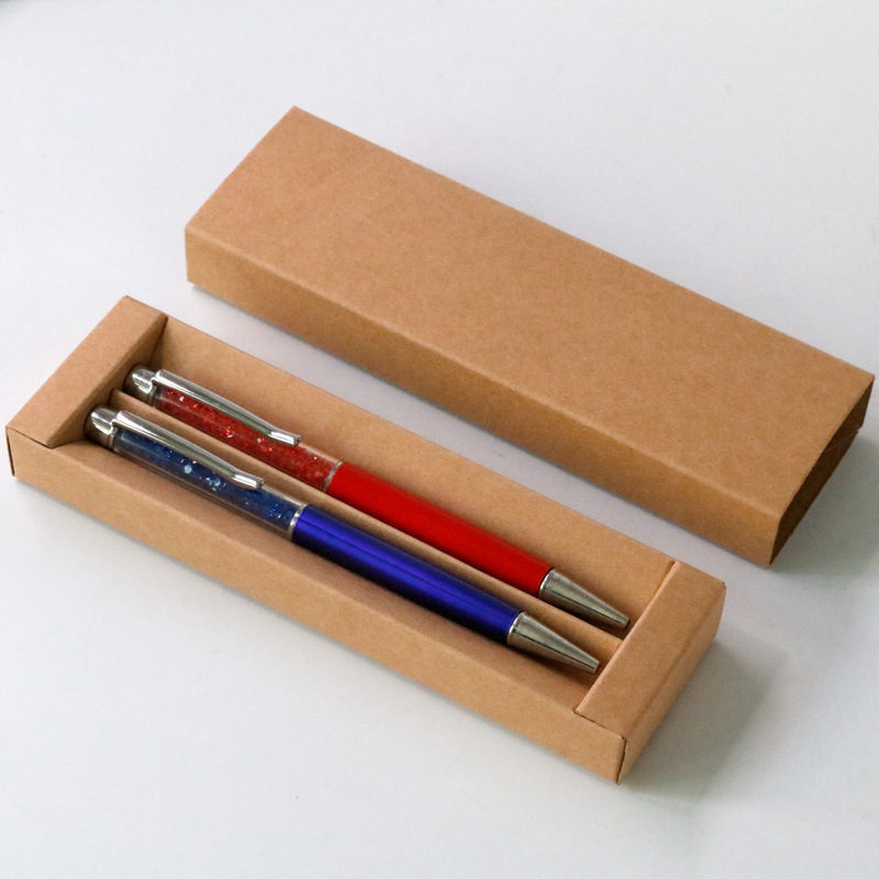 抽屉式盒黑色钢笔盒硬纸盒双支礼品笔盒圆珠笔签字笔盒子印刷logo