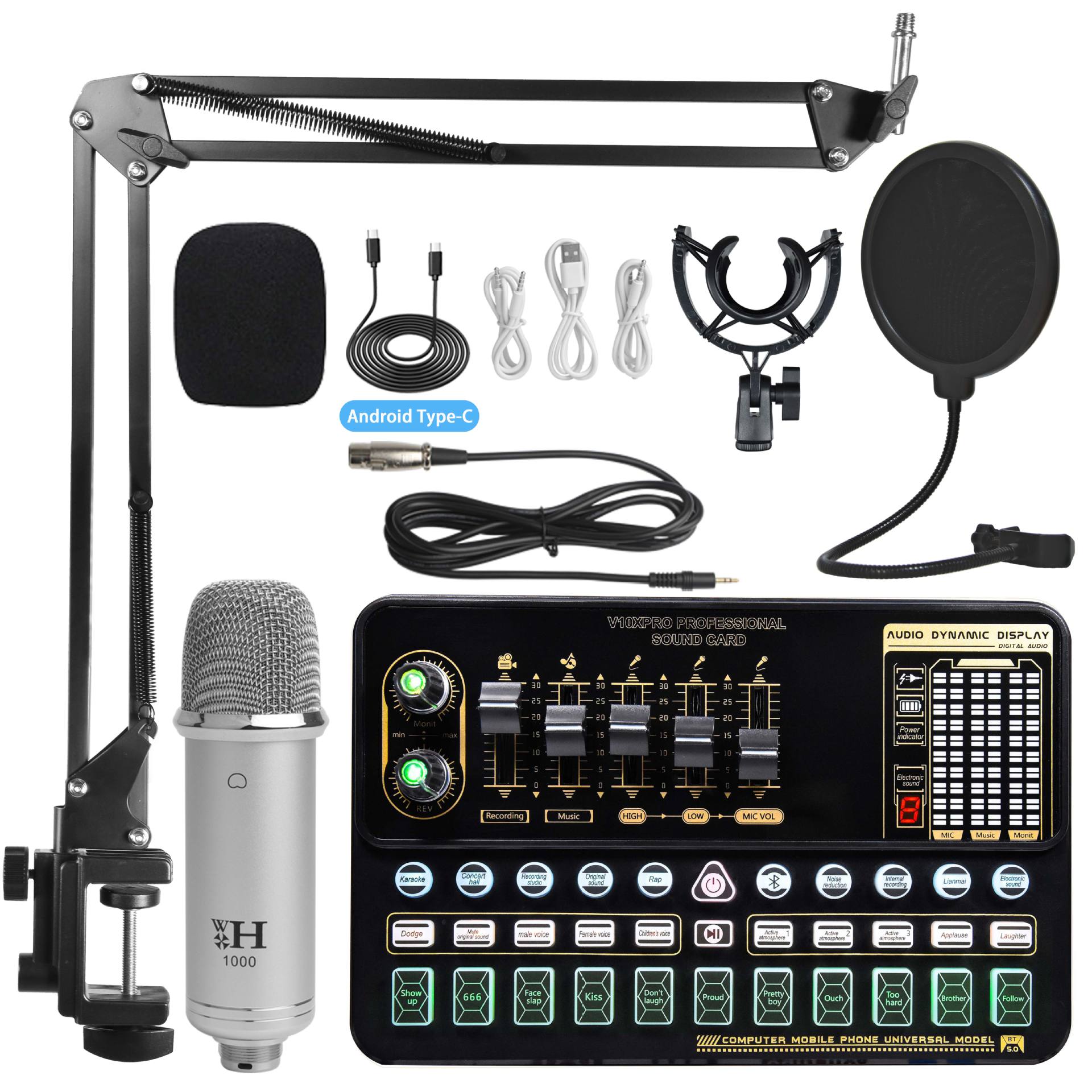 Tarjeta de sonido en vivo micrófono traje teléfono móvil computadora universal karaoke artefacto tarjeta de sonido transmisión en vivo equipo dedicado transfronterizo