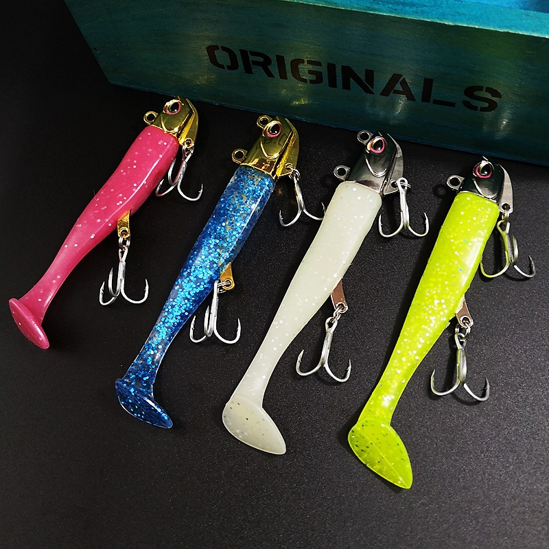 5 Colors Paddle Tail Fishing Lures Soft Plastic Baits Bass Trout Fresh Water Fishing Lure