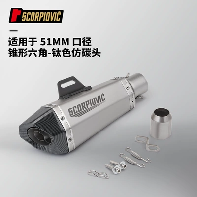 is suitable for 51MM diameter – Motorcycle exhaust pipe - tapered-hexagon-titanium-imitation-carbon-head