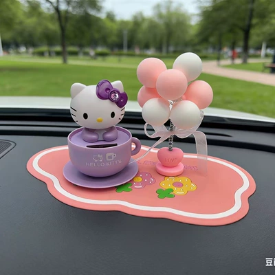 Kitty Car Accessories Dashboard Car ornaments - purple-kt-cat-balloon-pink-anti-slip-mat