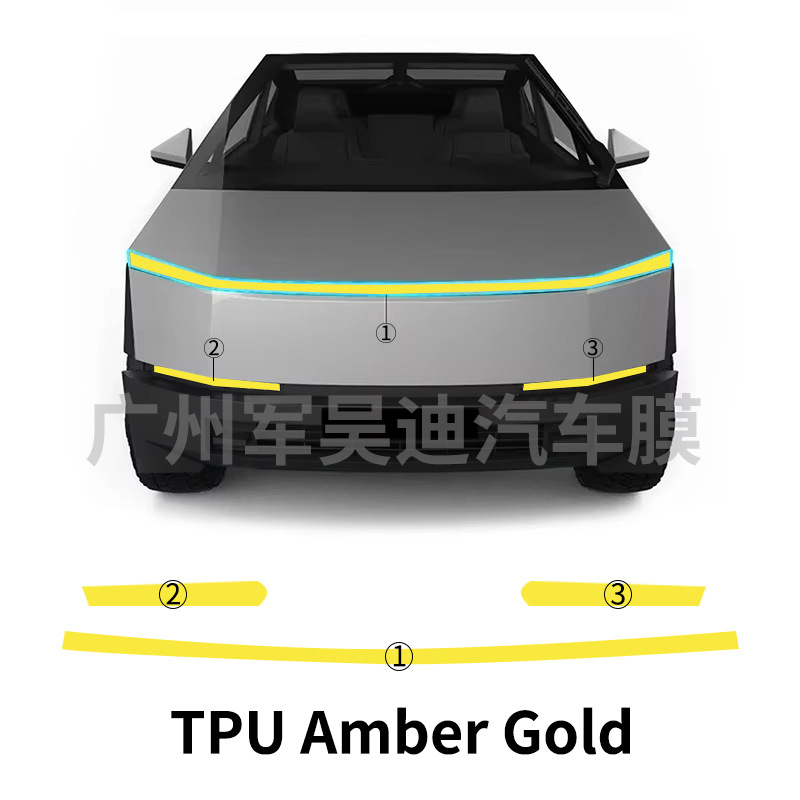 Tpu Light-Controlled Color-Changing White to Purple Car Headlight Film Cross-Border Exclusive Supply Suitable for Tesla Cybertruck