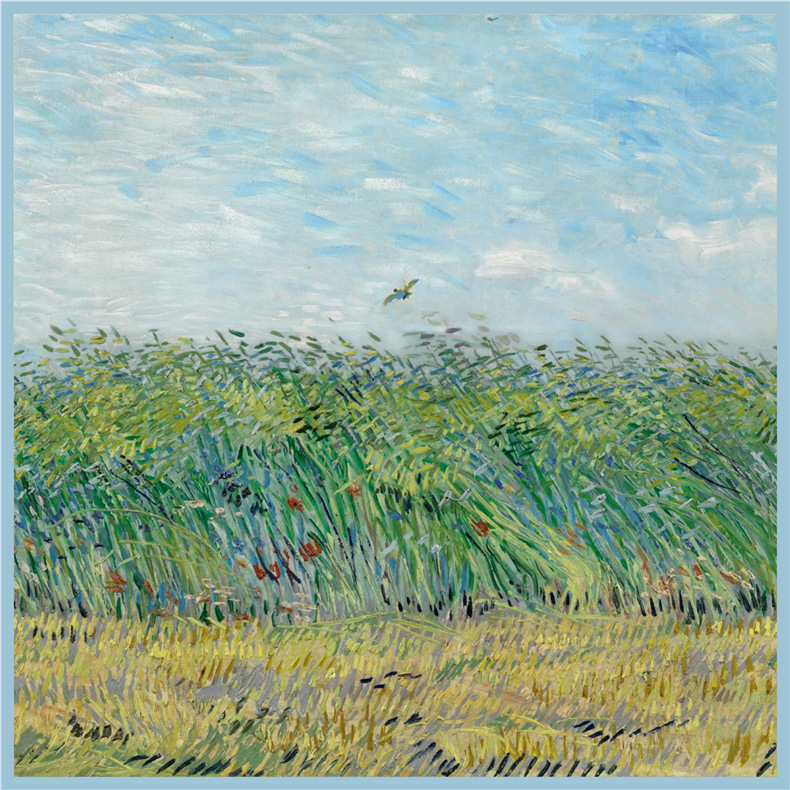 Ölgemälde Stil Twill Seide Quadrat für Frauen Van Gogh, Weizenfeld Sonnenblume handgemachte gerollt Rand sc, dekorative_voghion.com