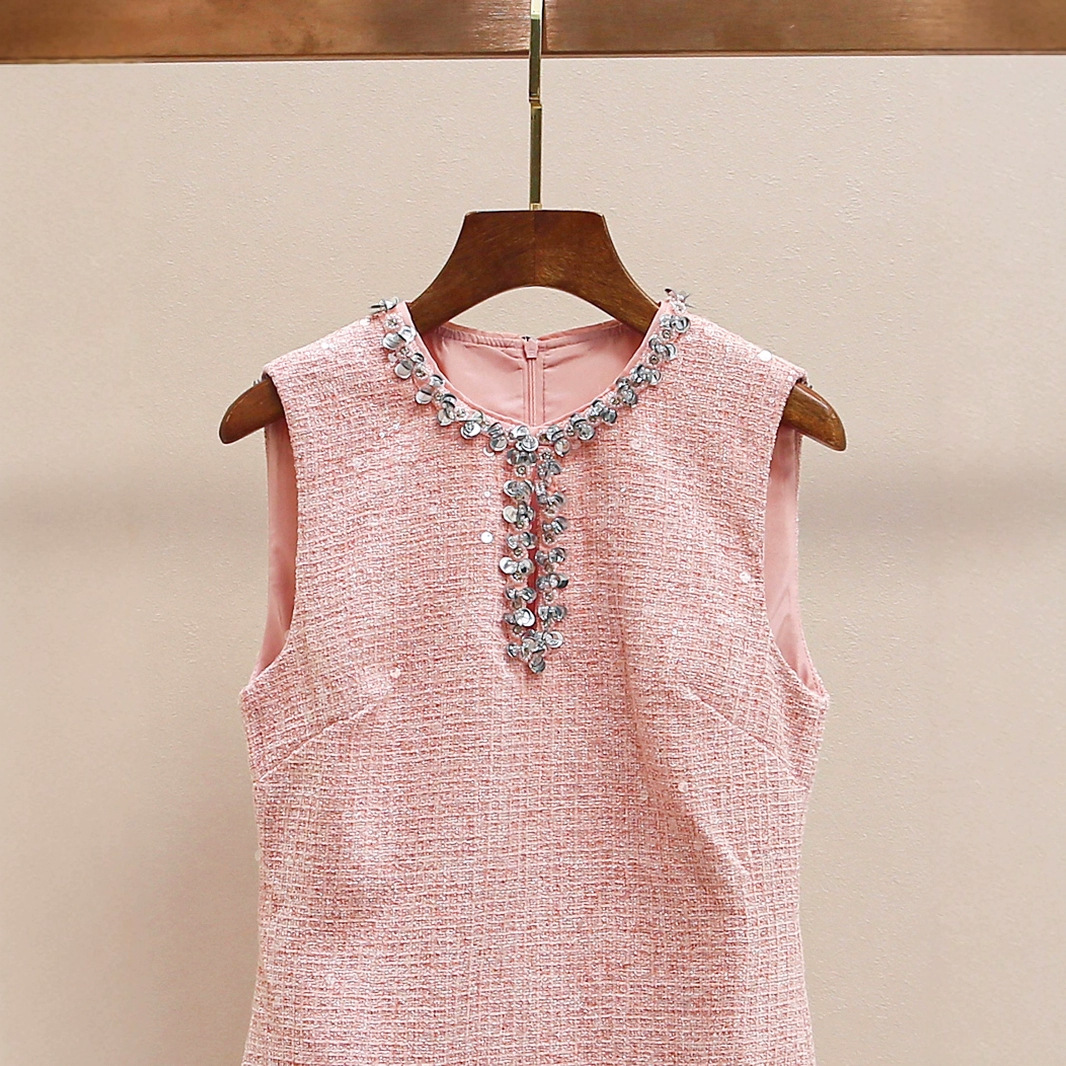 Self-Portrait Womens Summer New Sequins Sleeveless Diamond High Waist Pink  Dress | eBay