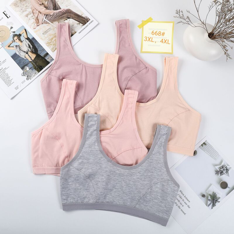Mom's Underwear Bra Middle-aged and Elderly Pure Cotton Bra Thin Vest Gather-up Rings-free Large Size Grandma Bra for the Elderly