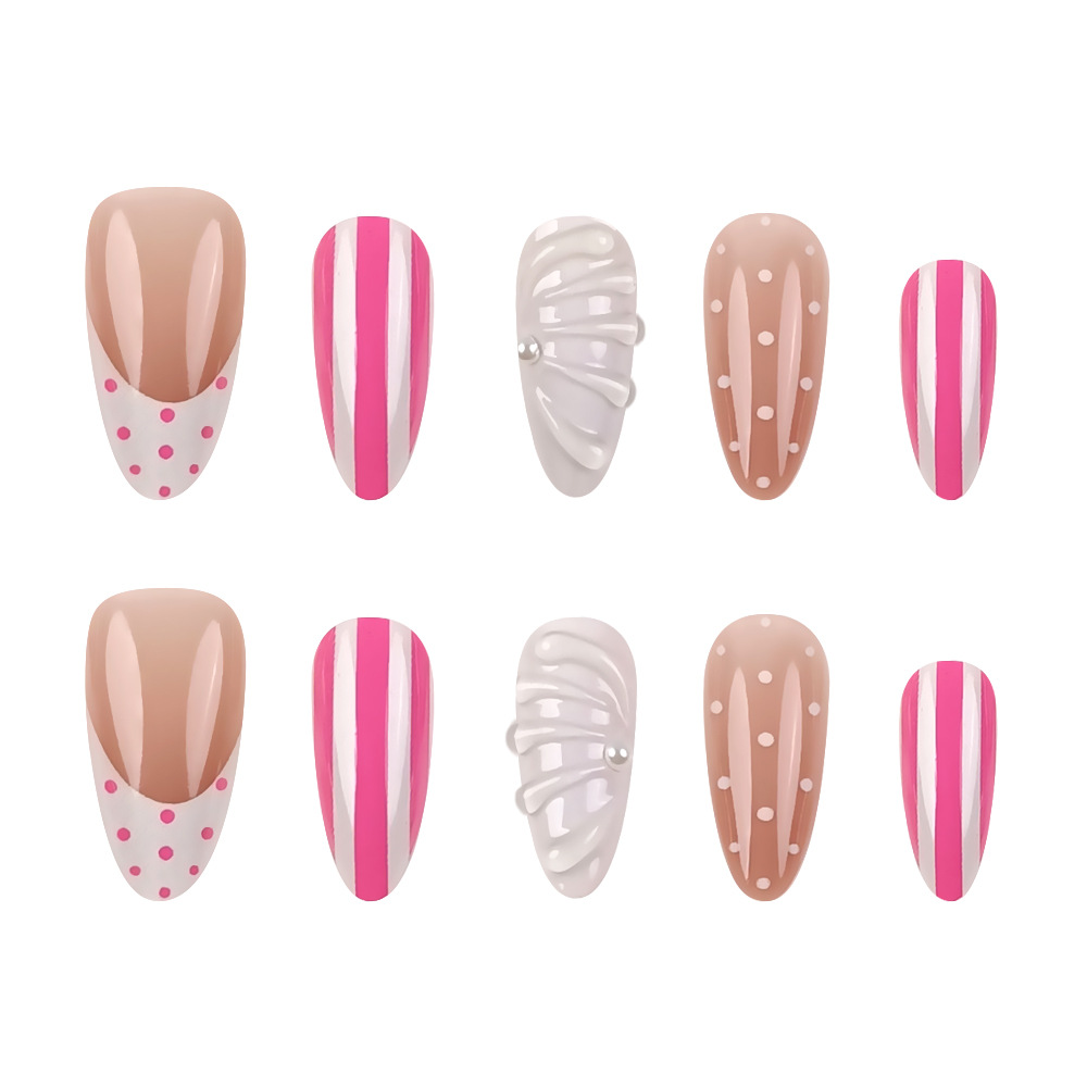 Conchas estereoscópicas onduladas puntos franceses de desgaste de uñas Y2K estriadas minimalistas transfronterizas 30 piezas de uñas falsas mezcladas