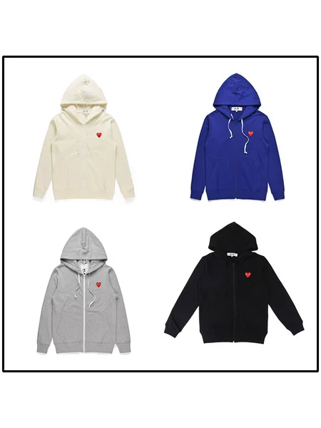 Couple Style Play Heart Cardigan Autumn and Winter Zipper Jacket Hooded Sweatshirt Trendy Brand Chuanjiu Men and Women Fleece-Lined and Thickeneded