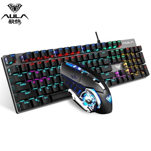 AULA/Spider T400 Hybrid Optical Brown Switch Mechanical Keyboard and Mouse Set for USB Laptops and Desktop Computers - Gaming