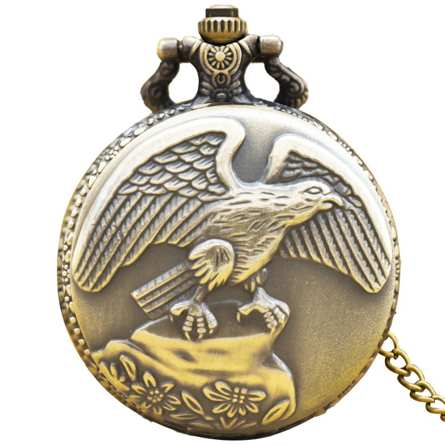 Personalized creative bronze inlaid Golden Eagle quartz large pocket watch for men and women fashion manufacturers wholesale hot