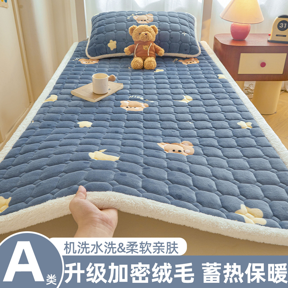 A級学生寮用ミルクベルベットマットレス、冬用厚手フリースパッド、入学時寮用シングルベッドマットレス