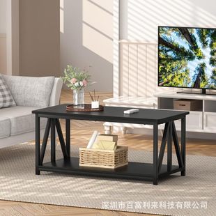 Export Cross-Border Foreign Trade Best-Selling Coffee Table Living Room Black Double-Layer Coffee Table Simple Modern Panel
