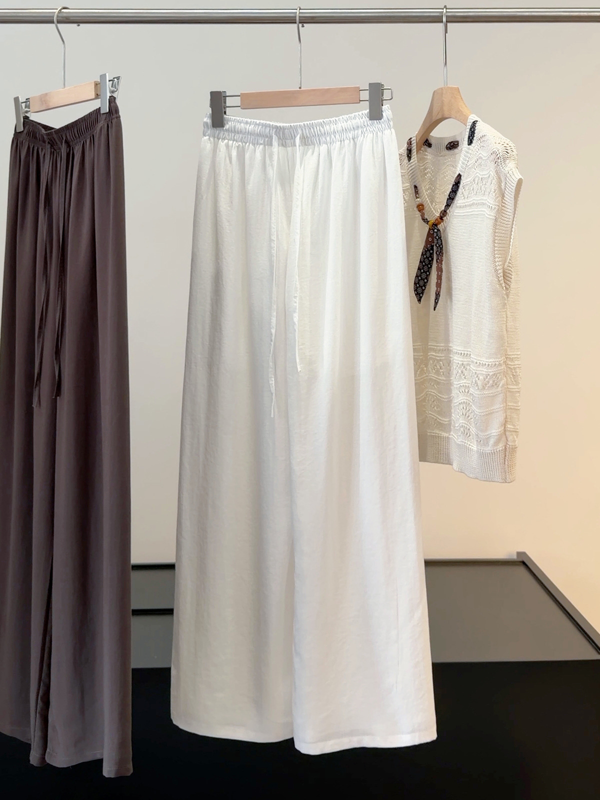 Women's High-Waisted Wide Leg Pants Style Cotton Linen Drawstring Slimming Casual Trousers Versatile Thin Summer_ecoleips.com