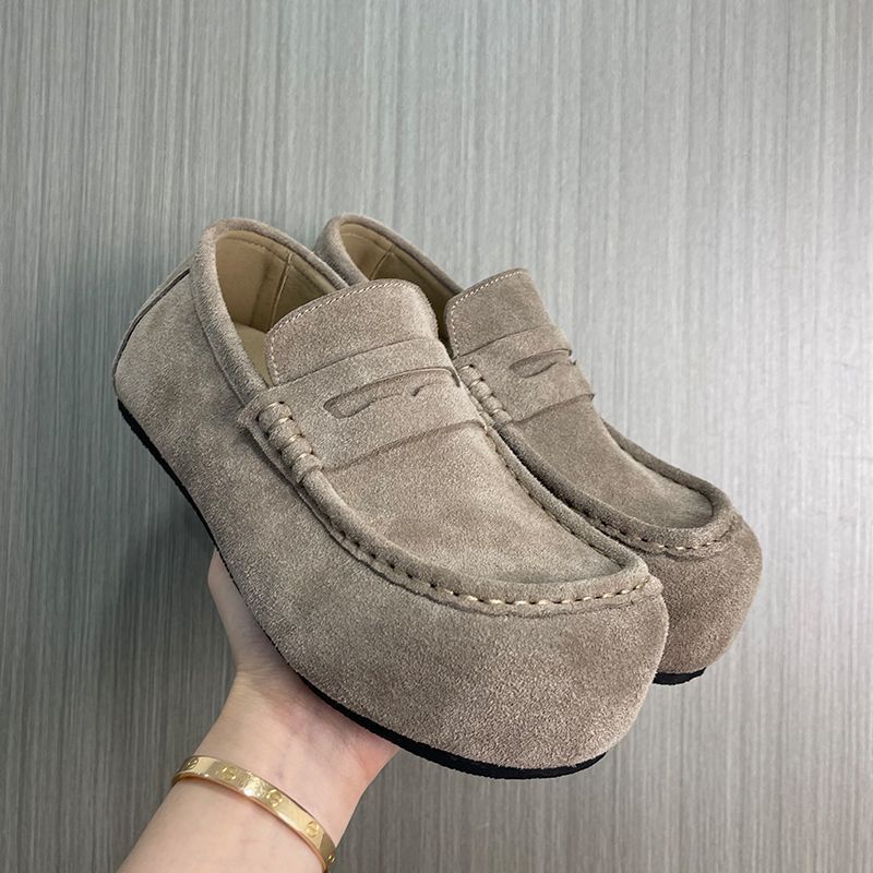 Aumentar la altura de los zapatos de base gruesa, Old Money Wind, retro cuero de veludo, zapatos casuales Muller para hombres, zapatos de viaje para hombres, zapatos Lefour para hombres.