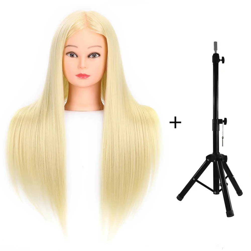 comercio exterior venta caliente peluca modelo de belleza cabello fibra química enseñanza de cabeza de entrenamiento de cabello de 24 pulgadas