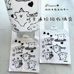 ライン入り子犬柄ゴミ袋、ベスト型厚手ビニール袋、漫画柄家庭用収納袋、お得な大容量パック