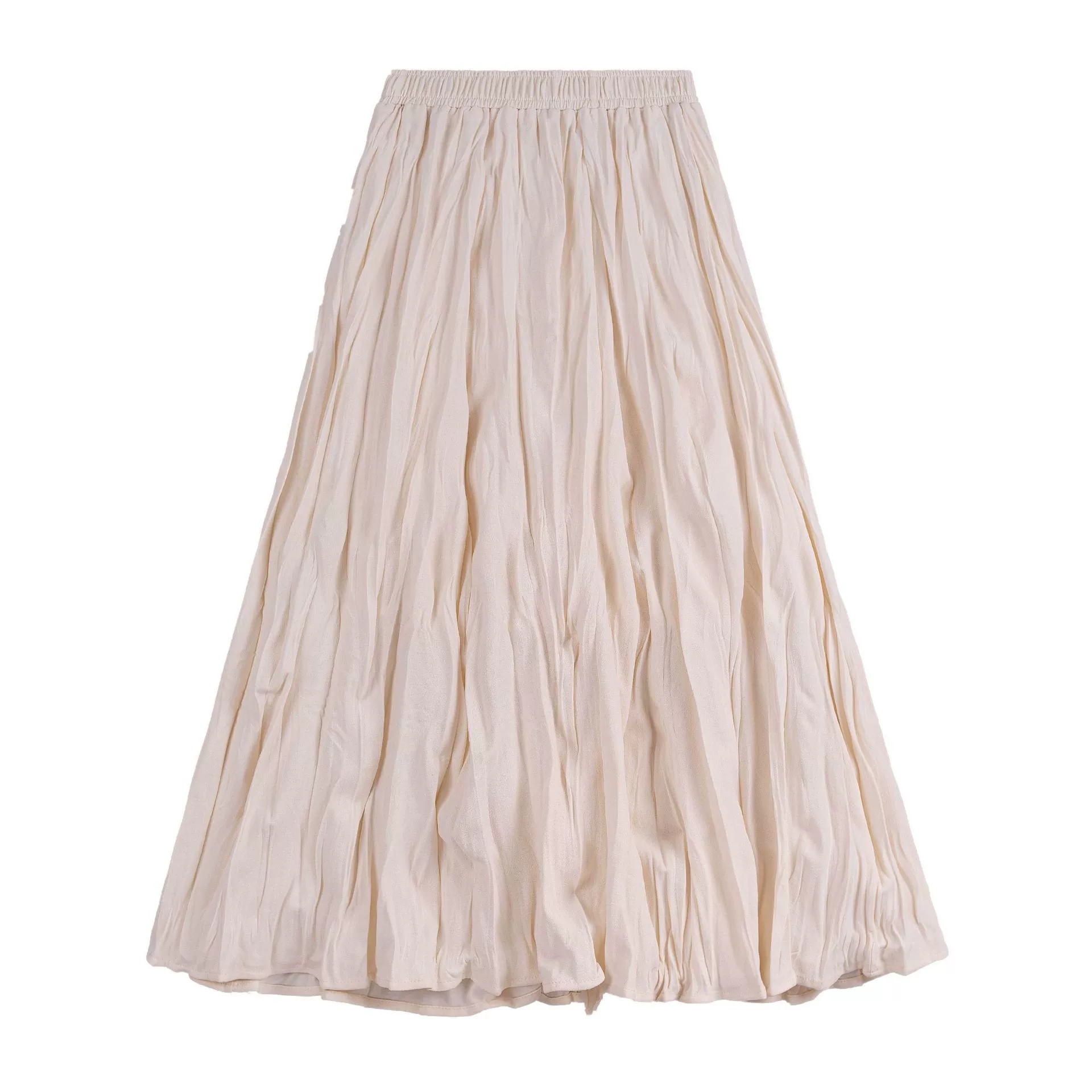 Абрикосовая складчатая юбка для женщин осень 2024 новая ниша с высокой талией