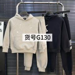 潮流秋冬男女童套装新款2025秋装连帽卫衣长裤两件套字母印花