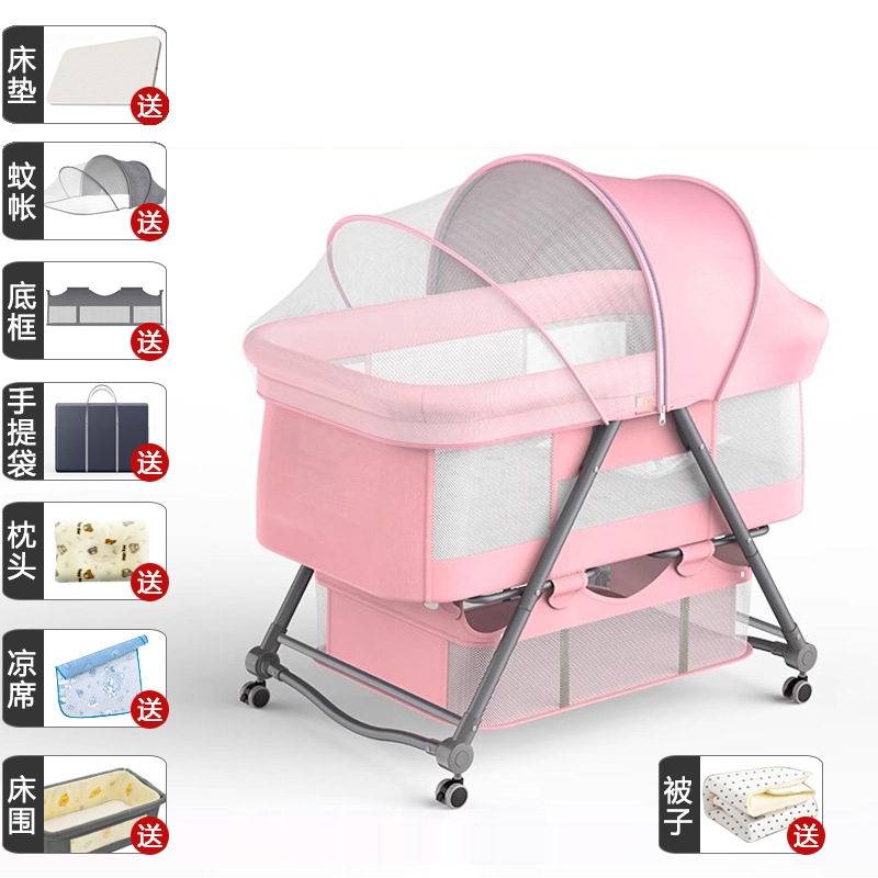 Cuna portátil plegable Cuna Cama con rodillo móvil cama de bebé BB dormir recién nacido cama de empalme