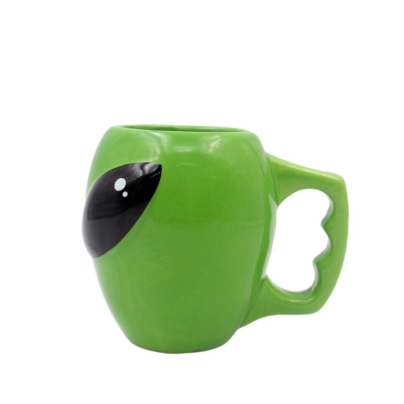 Taza de cerámica verde alienígena ALIEN transfronteriza cuidadosamente seleccionada, taza de agua para oficina, cafetería, bar, copa de vino