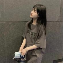 新款慵懒风中大童短袖T恤韩版宽松百搭字母印花学生女童跨境专供