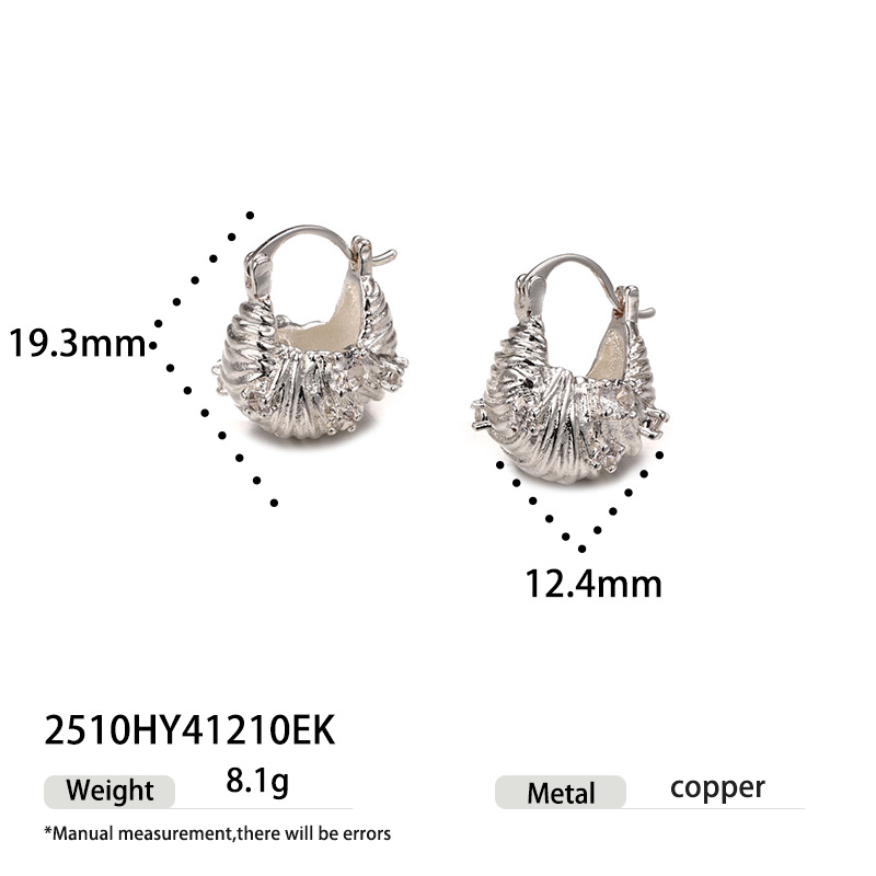 Mayorista temperamento geométrico de alta sensación de zircón bolsas de cuerno de buey perfiles de verano nuevos pendientes de lujo ligero nicho