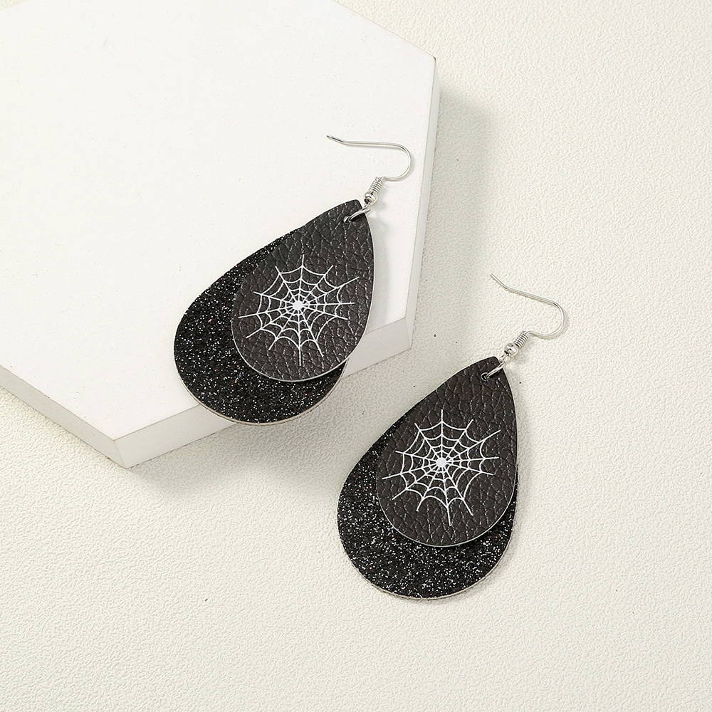 Halloween Spider Web Pattern Drop-shaped Earrings Wholesale Nihaojewelry display picture 4