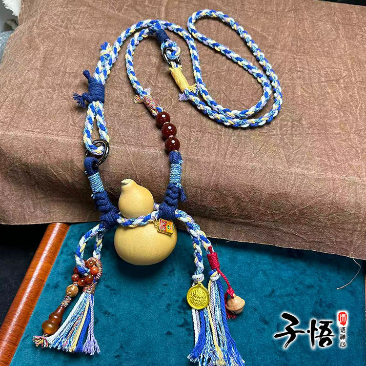 Original Hand-Woven Universal Gourd Lanyard Hand-Rubbed Cotton Thread Tassel Gourd Money Bag Bag Hanging Adjustable Cross-Body
