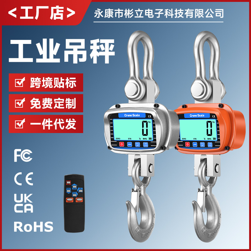 跨境新款电子吊秤3T5t直视挂钩秤吊磅CRANE SCALE 3000KG吊钩称