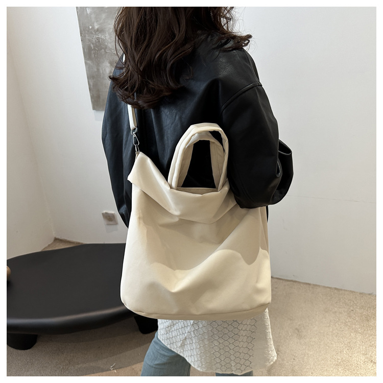 New casual nylon fashion solid color 2024 large-capacity solid color tote canvas crossbody single-shoulder hand-held Tote bag undefined