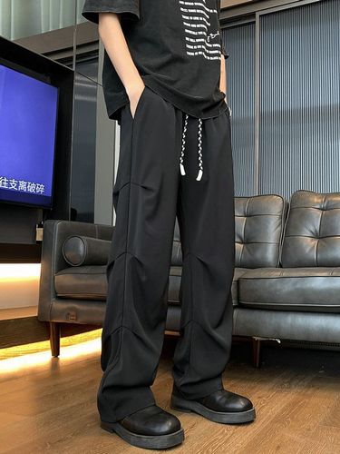 Dopamine Autumn Parachute Pants for Men Summer Trend Brand Crepe Drape Straight Work Pants Loose Couple Casual Long Pants