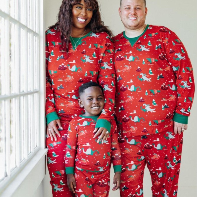 2022 欧美ebay新款圣诞印花亲子装长袖睡衣套装家居服现货