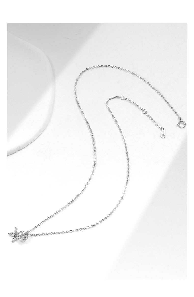 925 Sterling Silver Material 925 Sterling Silver Cable Chain Plating Flower Pendant Necklace