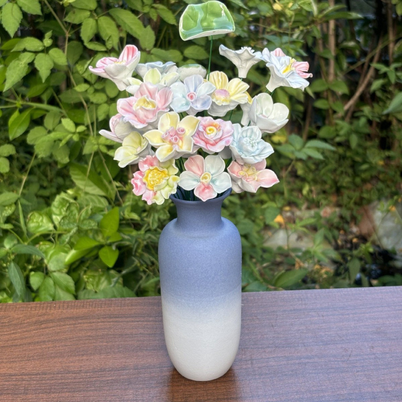 景德镇高温手工陶瓷花朵批发花瓶装饰花束送女友礼物|undefined