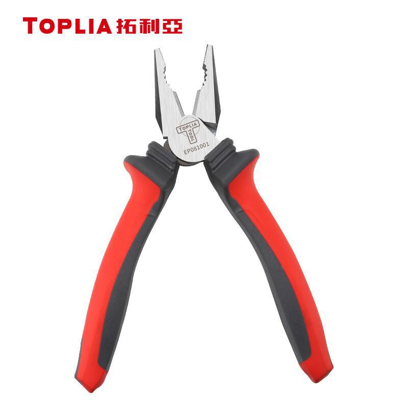 拓利亚（TOPLIA）德式专业钢丝钳6英寸 虎钳子平口钳家用多功能省