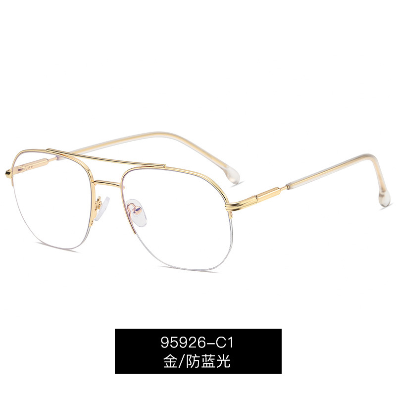 95926 Comercio exterior tendencia medio marco gafas marco hombres y mujeres mismo metal anti-azul gafas de luz puede ser equipado con gafas de miopía