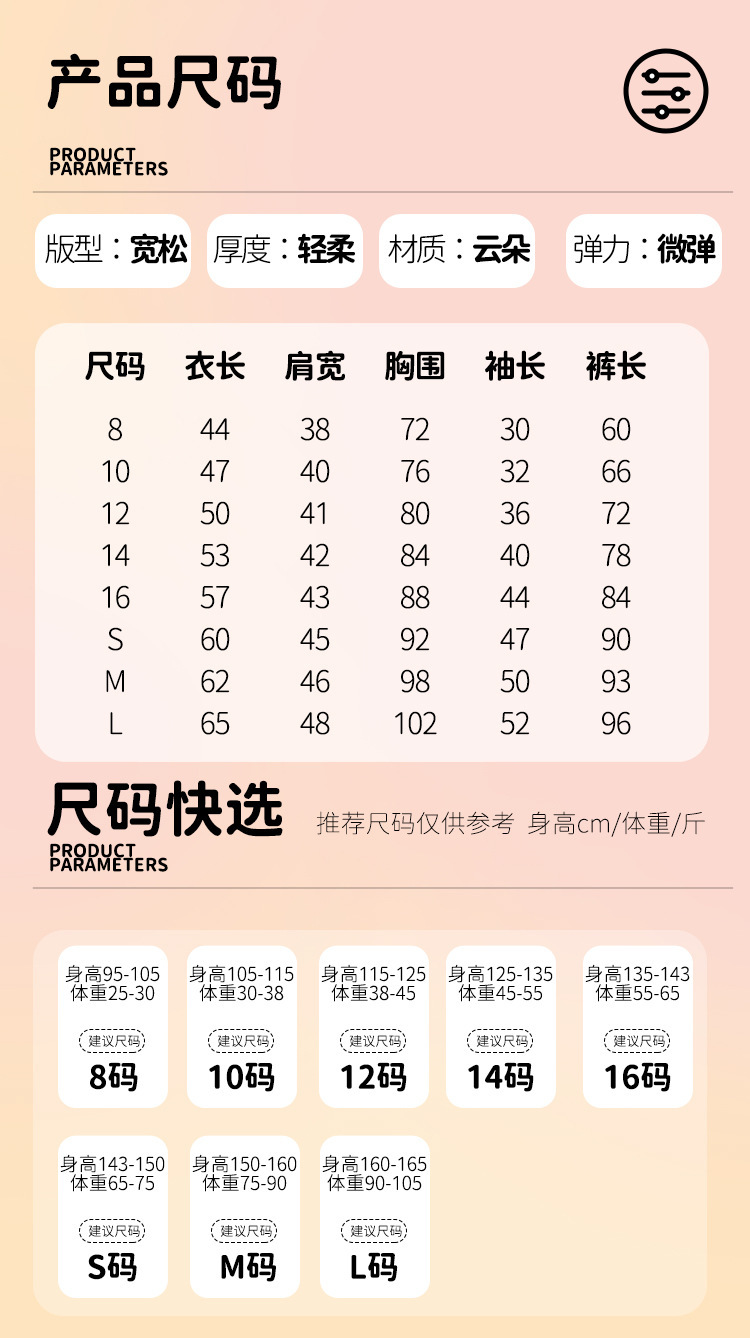 商品详情图_女童睡衣夏季云朵棉短袖薄2025新款儿童女孩夏款