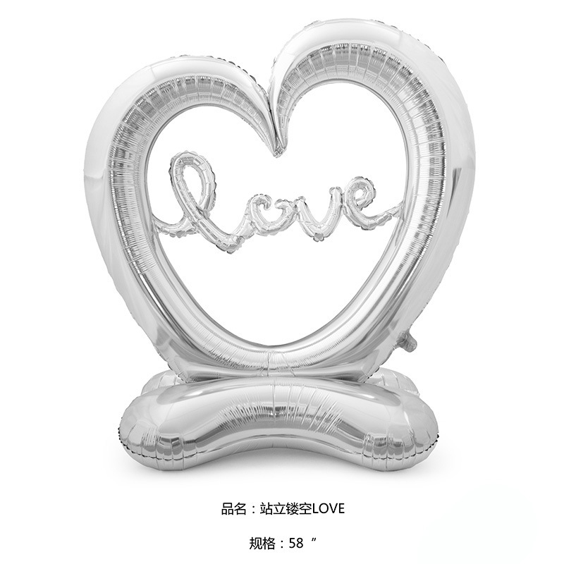 Día de San Valentín globo base 4D de pie amor globo oso Tema de dibujos animados diseño Gran Pollo corazón columna globo