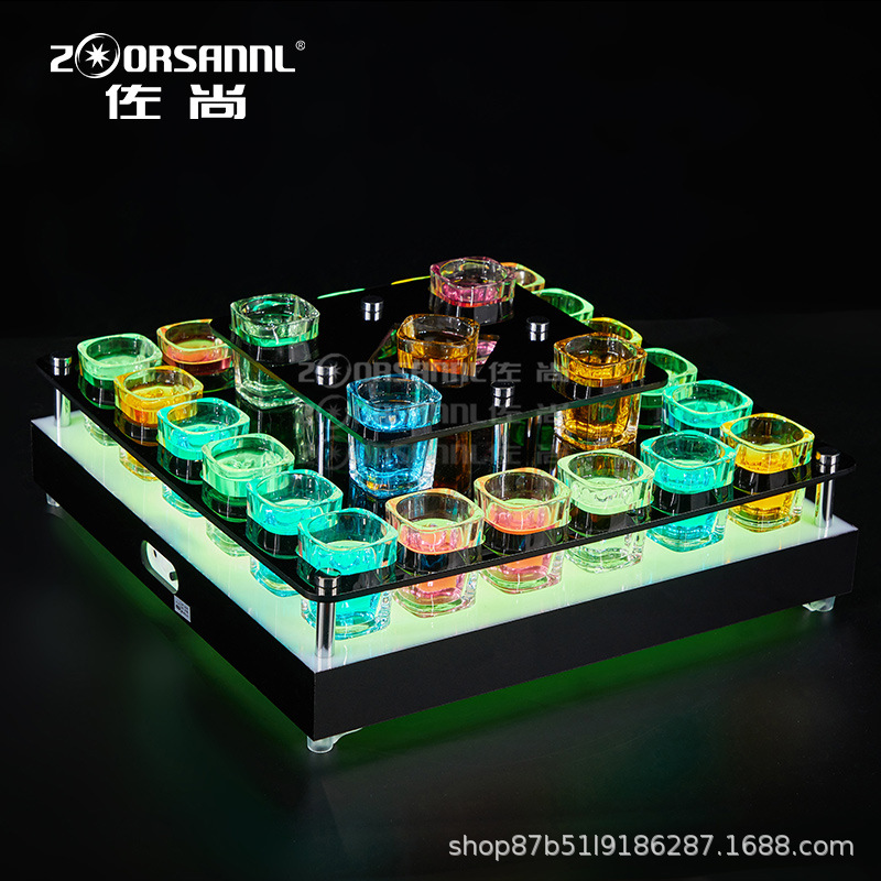 Zuoshang pub vino set led cóctel estante chino pub vino estante dos cáñamo pub emisor de luz vino estante de la copa