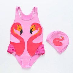 Swimsuit girls one-piece toddler baby children's sun protection children's cute flamingo swimsuit suit briefs