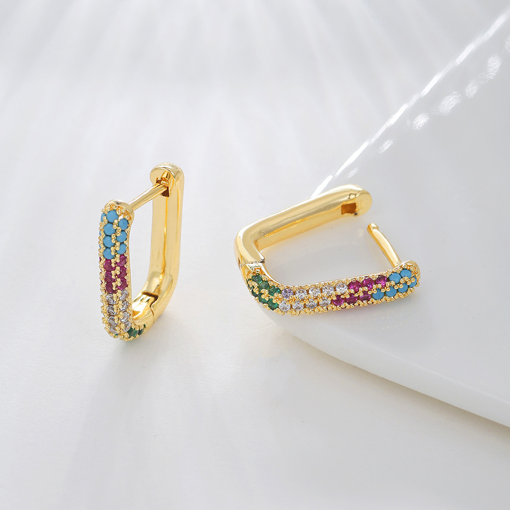 Fashion U Shape Copper Plating Zircon Earrings 1 Pair