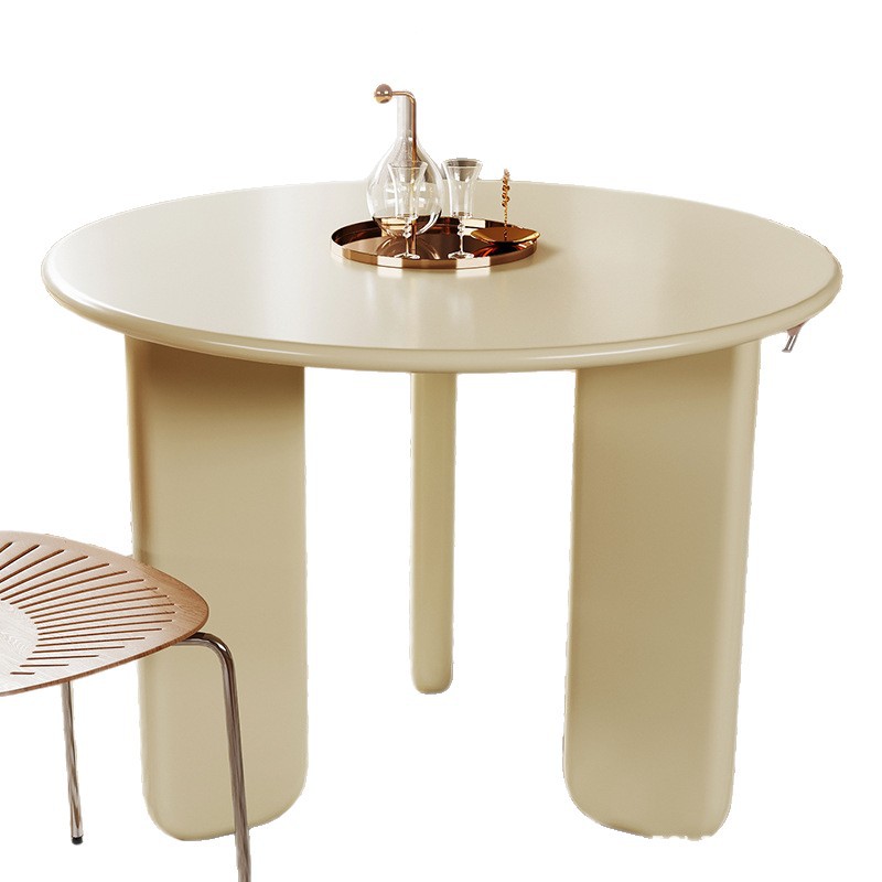 Mesa de comedor redonda nórdica muy simple y moderna comedor casero famoso en línea pequeño estilo de casa crema sensación de atmósfera mesa casual