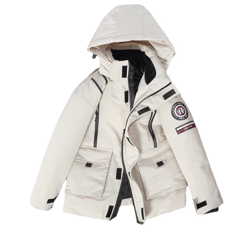 Solid velvet keep warm down jacket with zipper for leisure