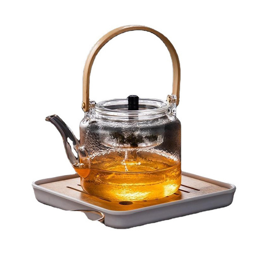 Teapot glossy hammered glass with heating induction cooker tea steamer home office health care stove teapot