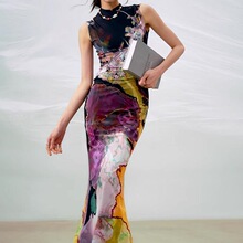 G 94202 Two-Sided Floral Qipao Dress ײɫӡ������ ŷ�������